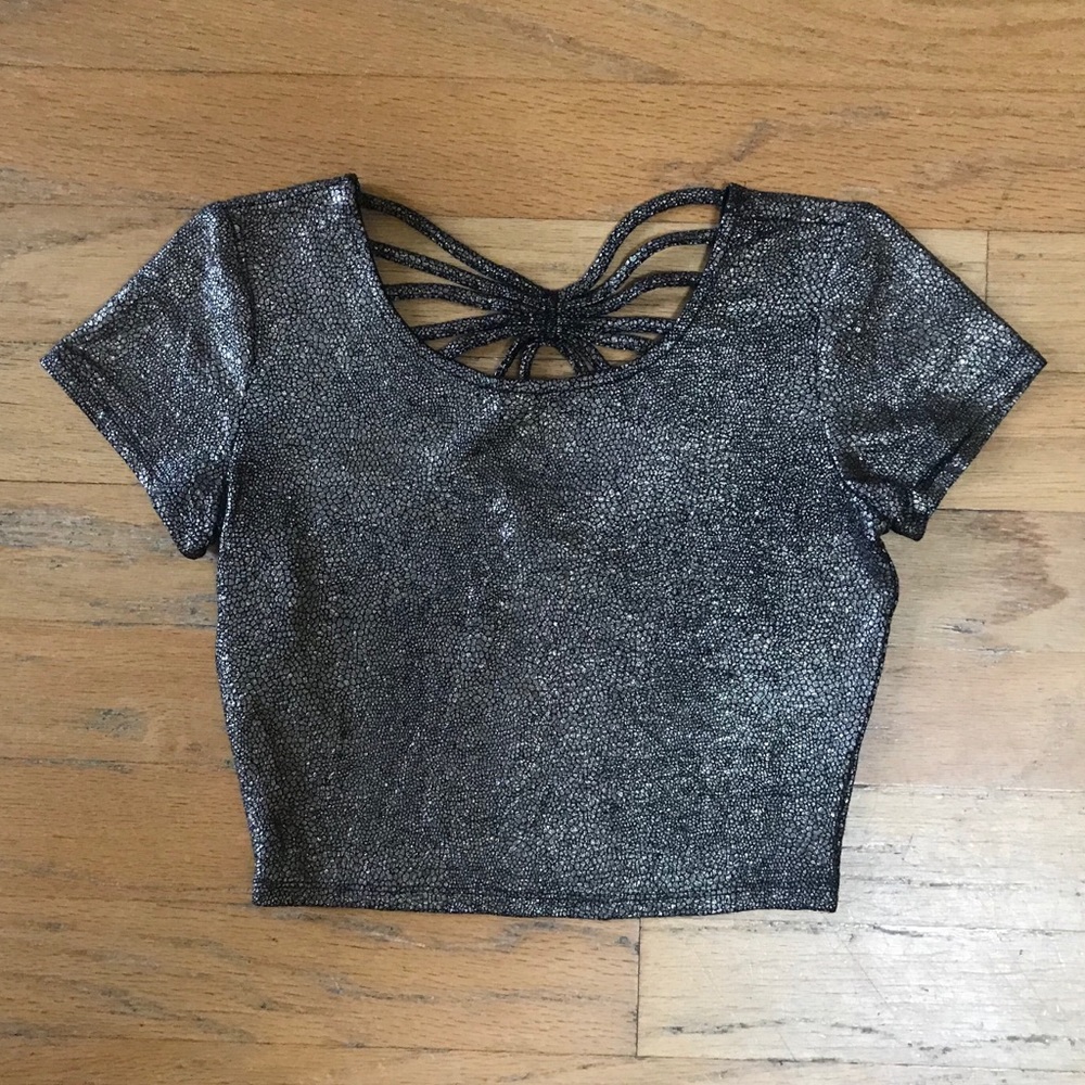 Silver shiny crop top